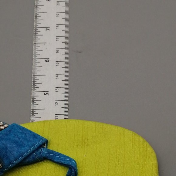 Lane Bryant Womens Rhinestone Embellished Thong Sandals Blue Green Wedge 11W - Picture 6 of 9